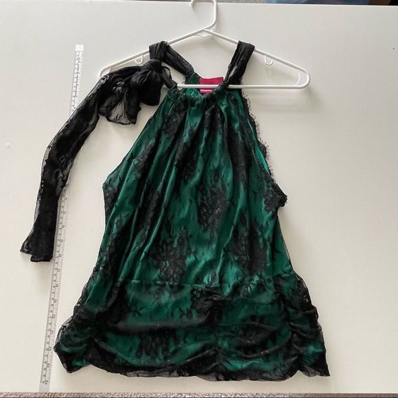 Victoria's Secret Other - SEXY LITTLE THINGS VICTORIA’S SECRET GREEN BLACK NECK TIE SLEEVELESS LINGERIE